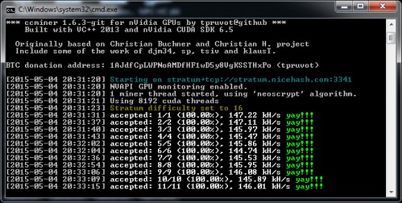 Новая версия форка ccMiner 1.6.3 от tpruvot с поддержкой NeoScrypt