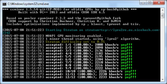 Updated ccMiner 1.5.54 fork from the SP for video cards based on Maxwell