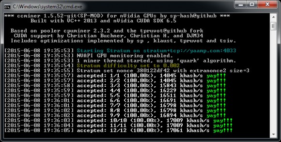 Updated ccMiner 1.5.52 fork from the SP for video cards based on Maxwell