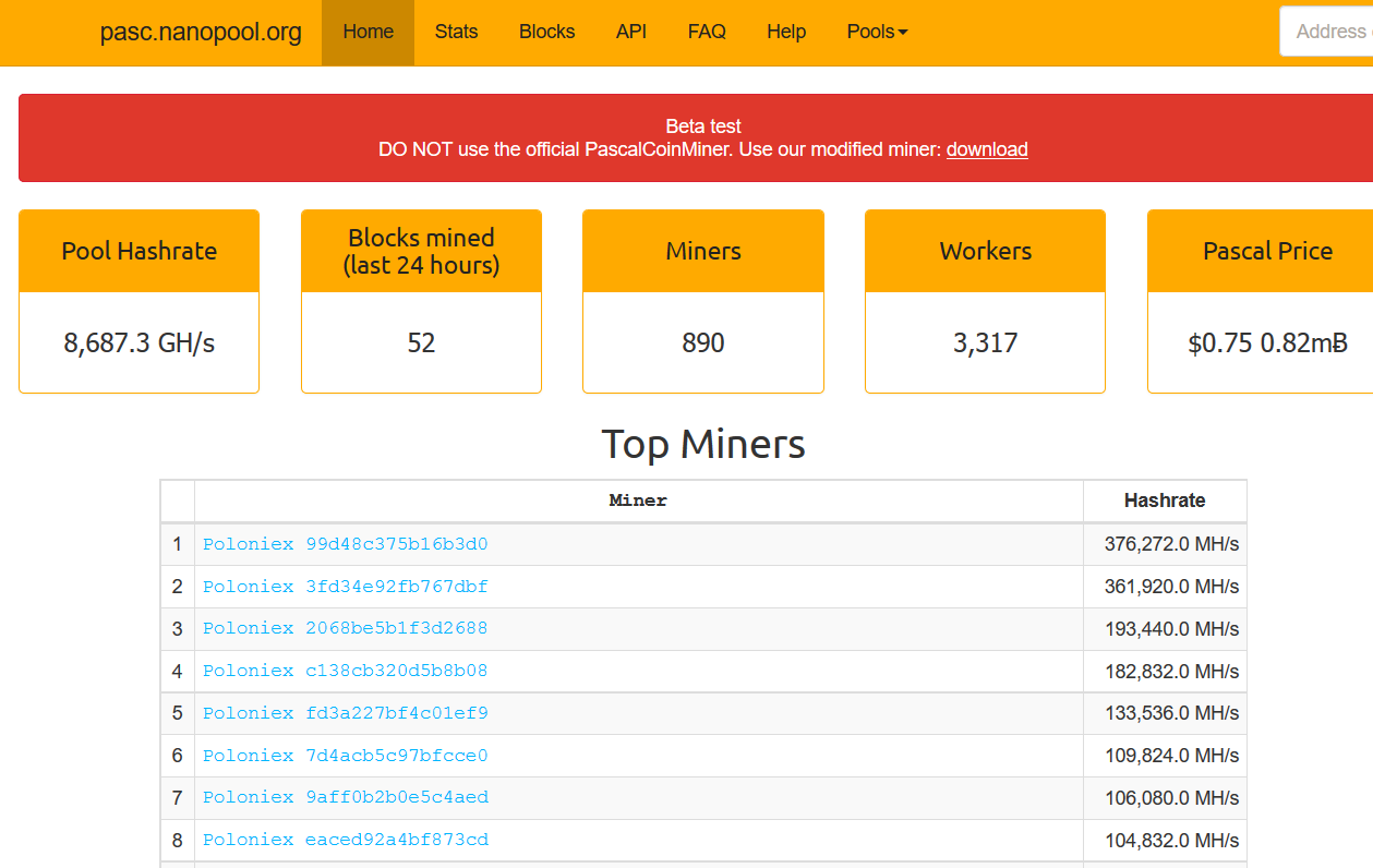 nanopool pascalcoin