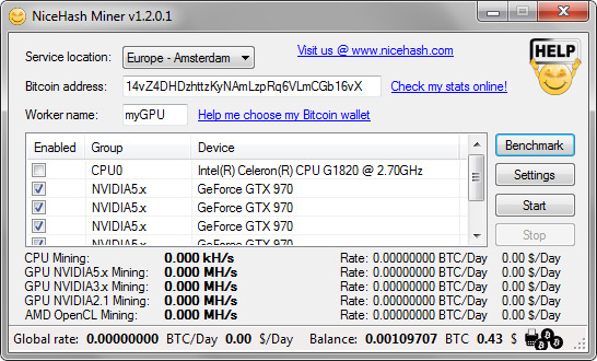 NiceHash Miner - Miner GUI now supports any video card from AMD