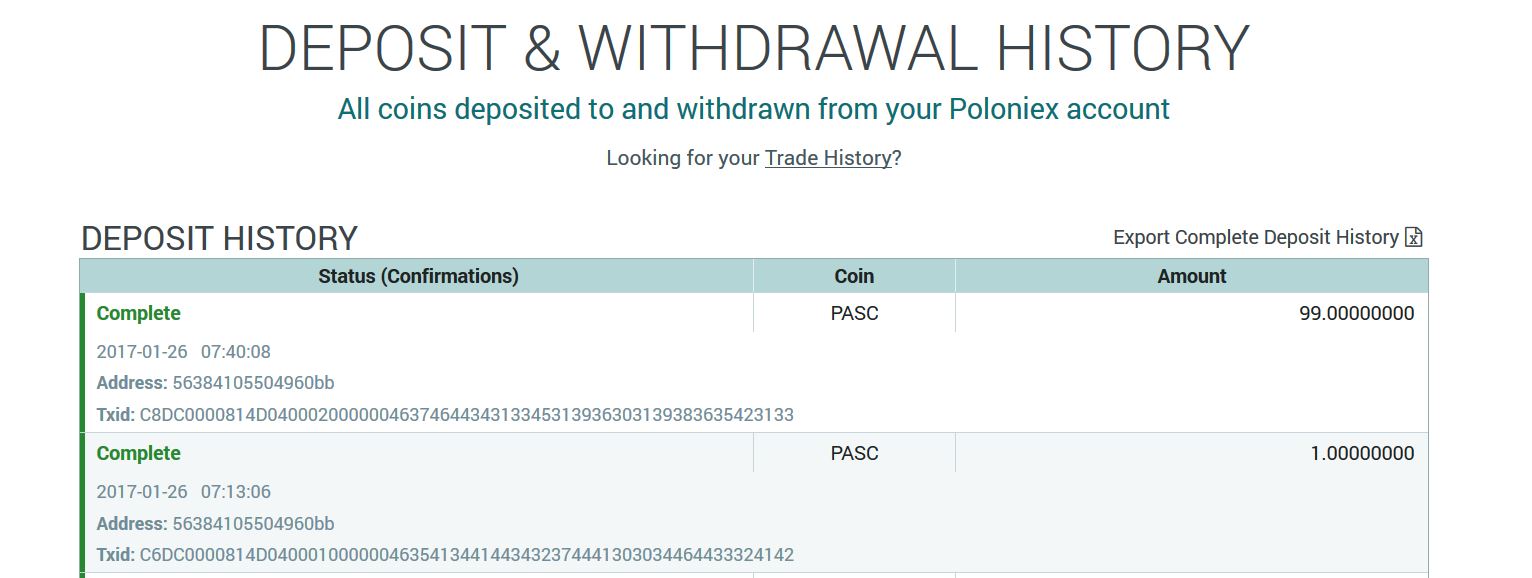 Как сделать депозит Pascal Coin на Polonix и другие нюансы работы с Pascal Coin