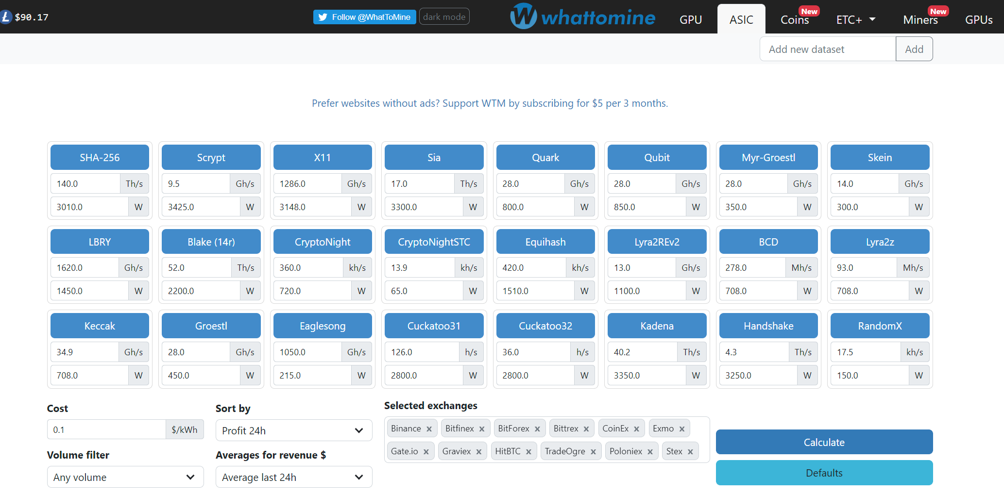 whattomimne asic calculator