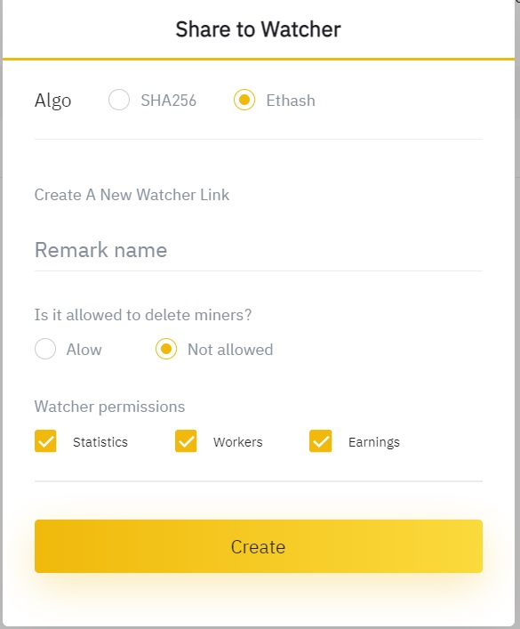 binance pool watcher link settings