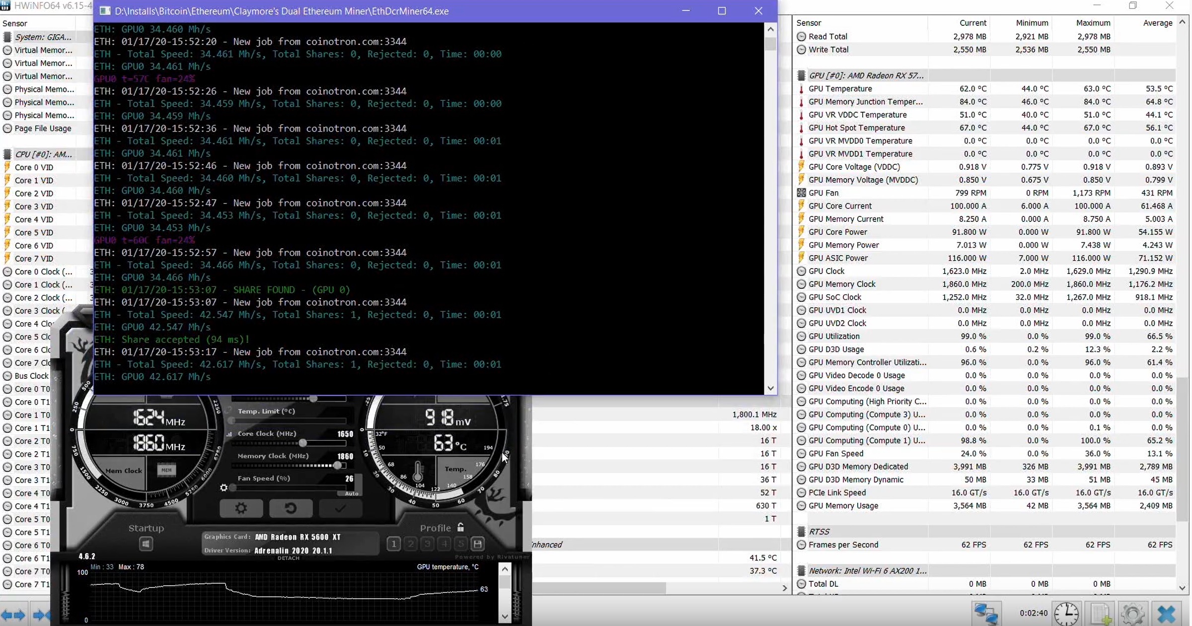 hashrate amd radeon rx5600xt ethereum overclock