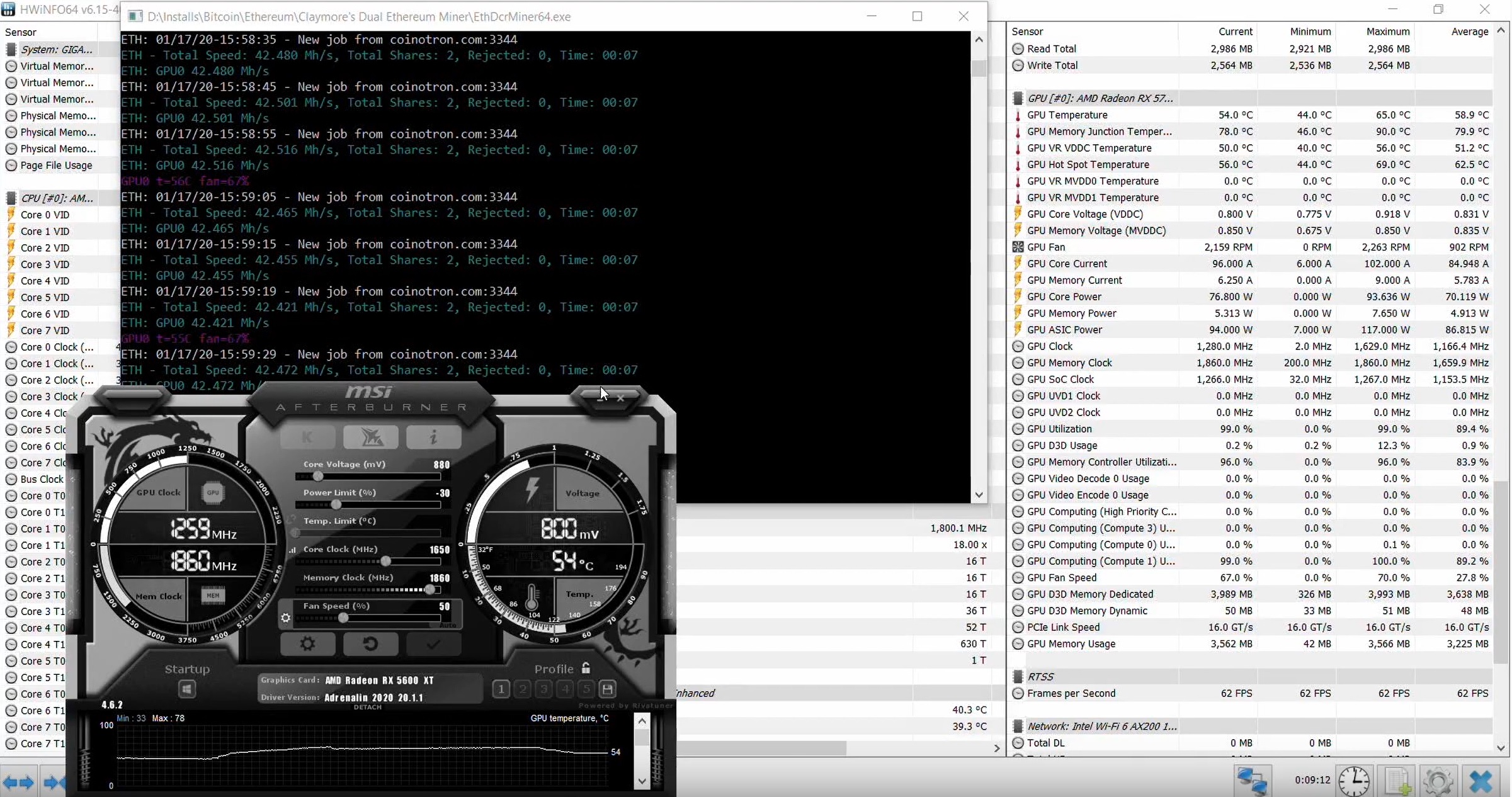 AMD Radeon RX 5600XT Ethereum first mining test hashrate and