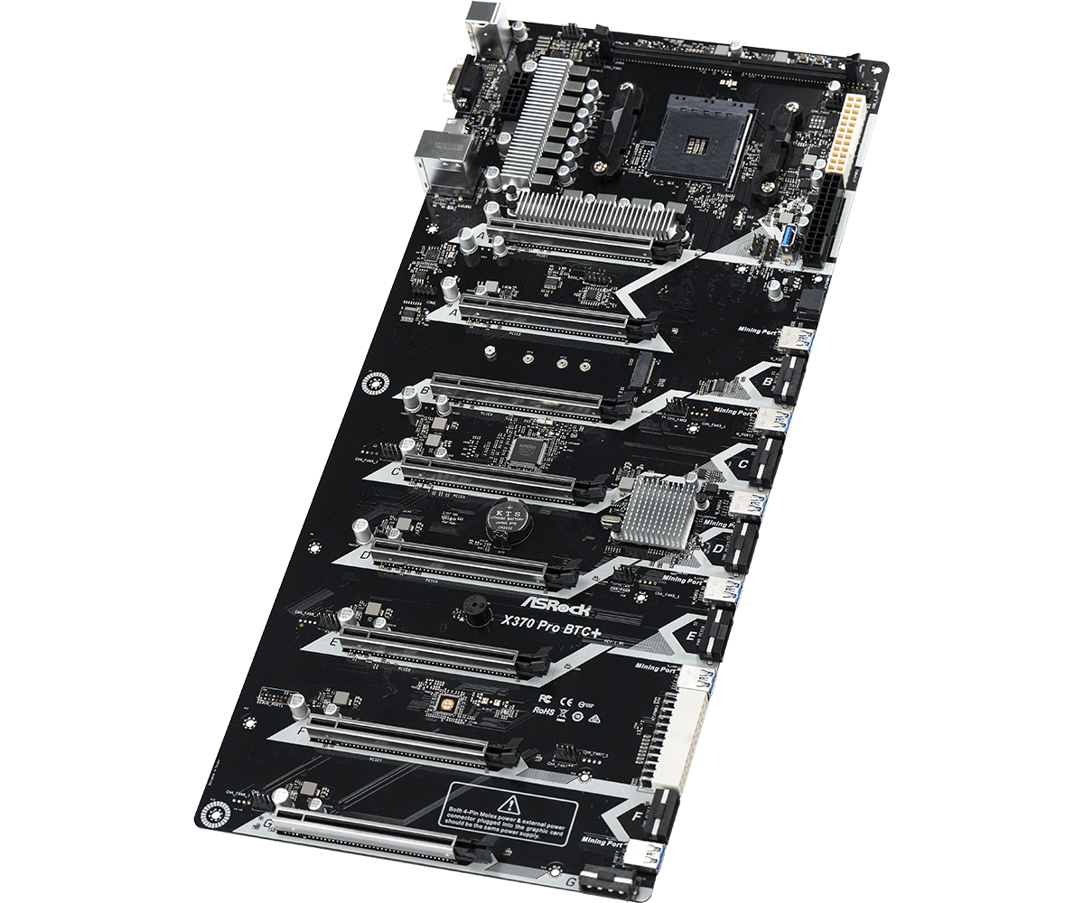 The new motherboard for mining AsRock X370 Pro BTC+ 