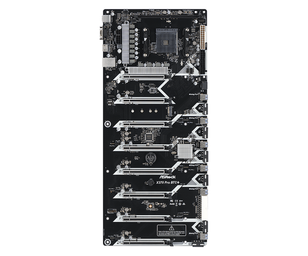 The new motherboard for mining AsRock X370 Pro BTC+ 