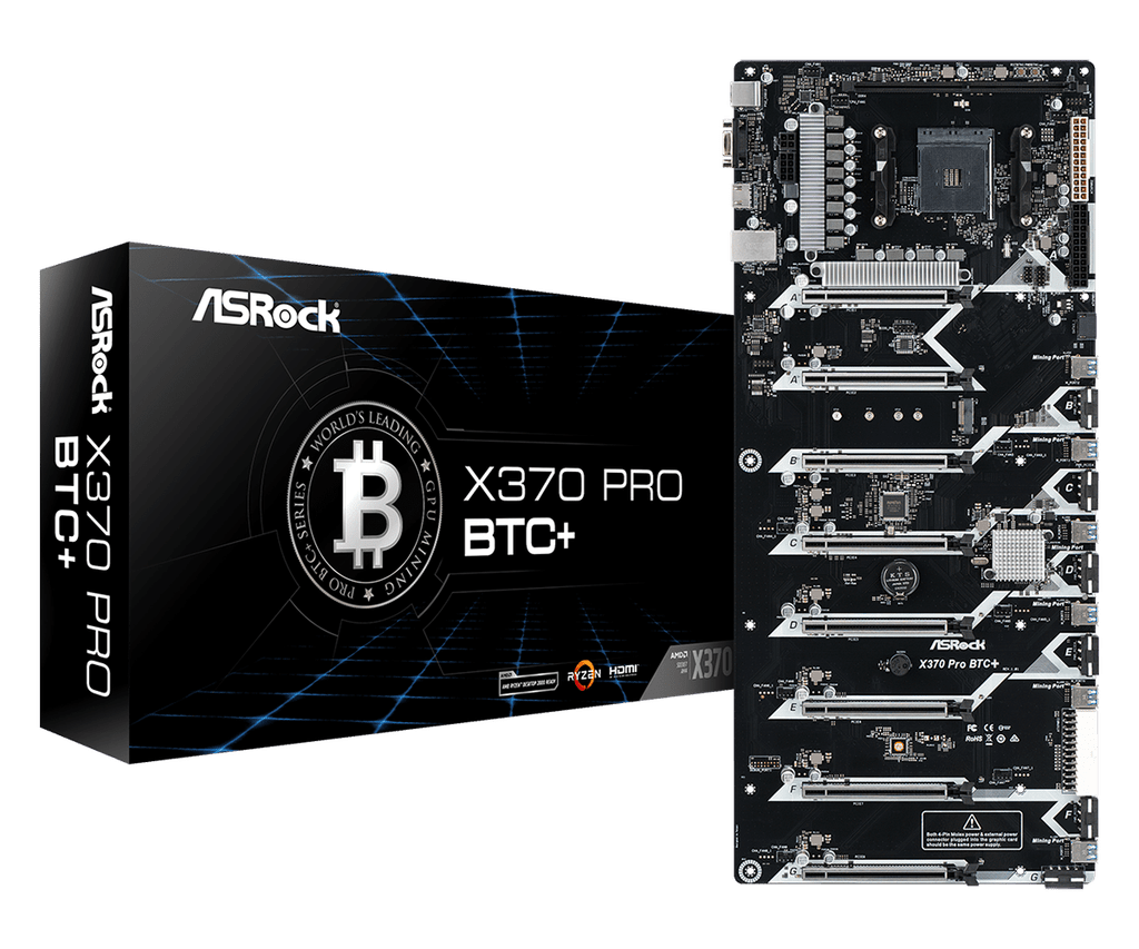 The new motherboard for mining AsRock X370 Pro BTC+ 