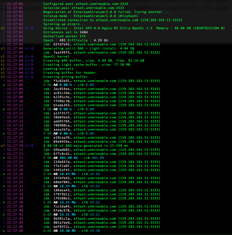 ethermine m1 ultra hashrate