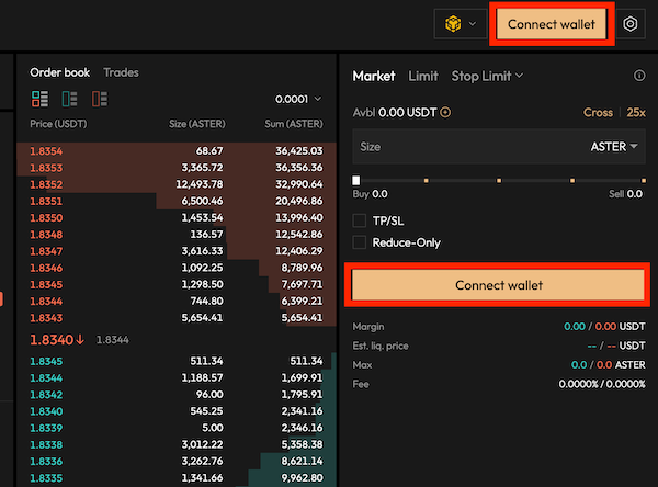 Aster Connect wallet
