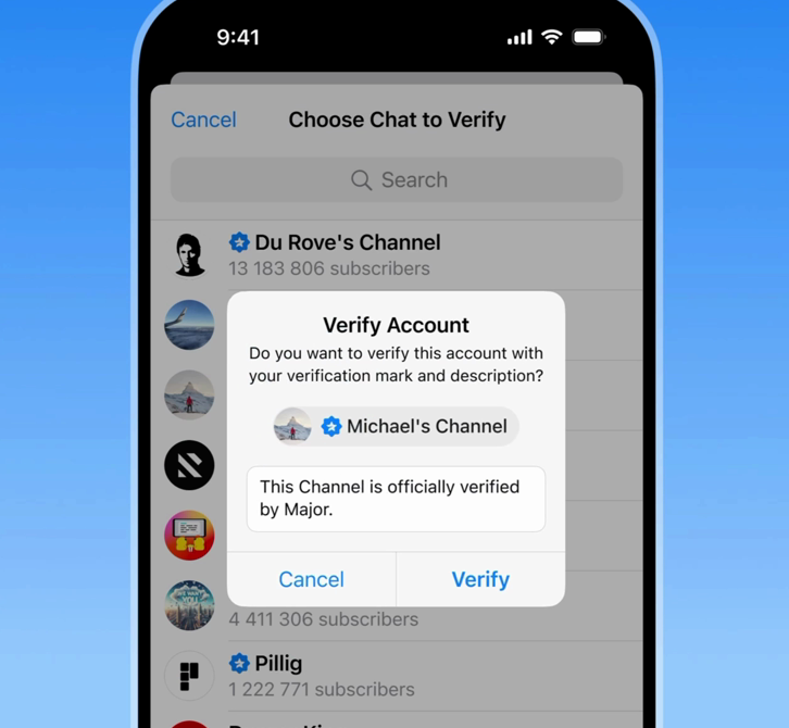 Telegram update Major verification