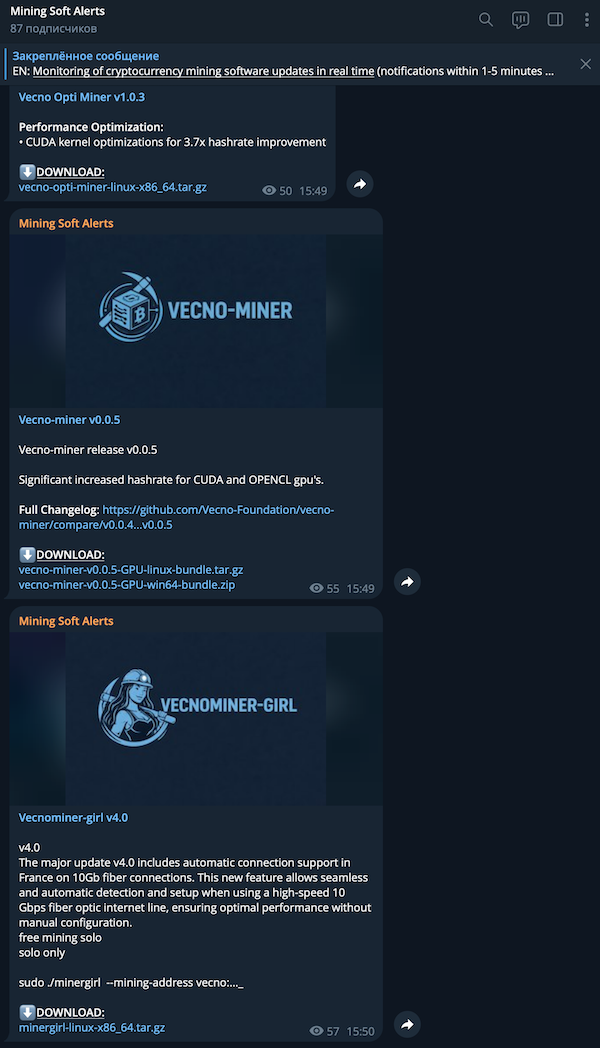 Mining Soft Alerts в Телеграм