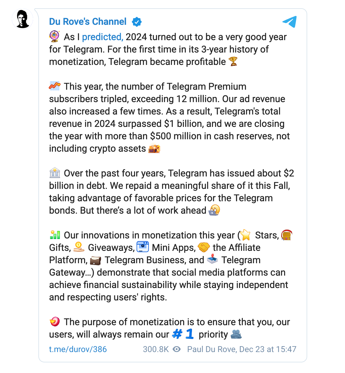 Telegram finance 2024