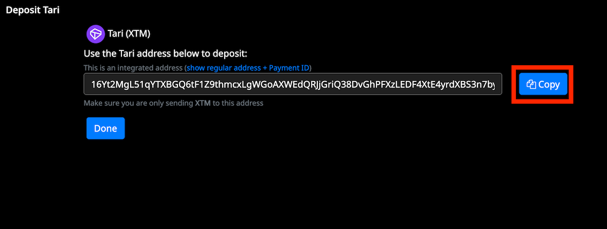 Trade Ogre Tari wallet