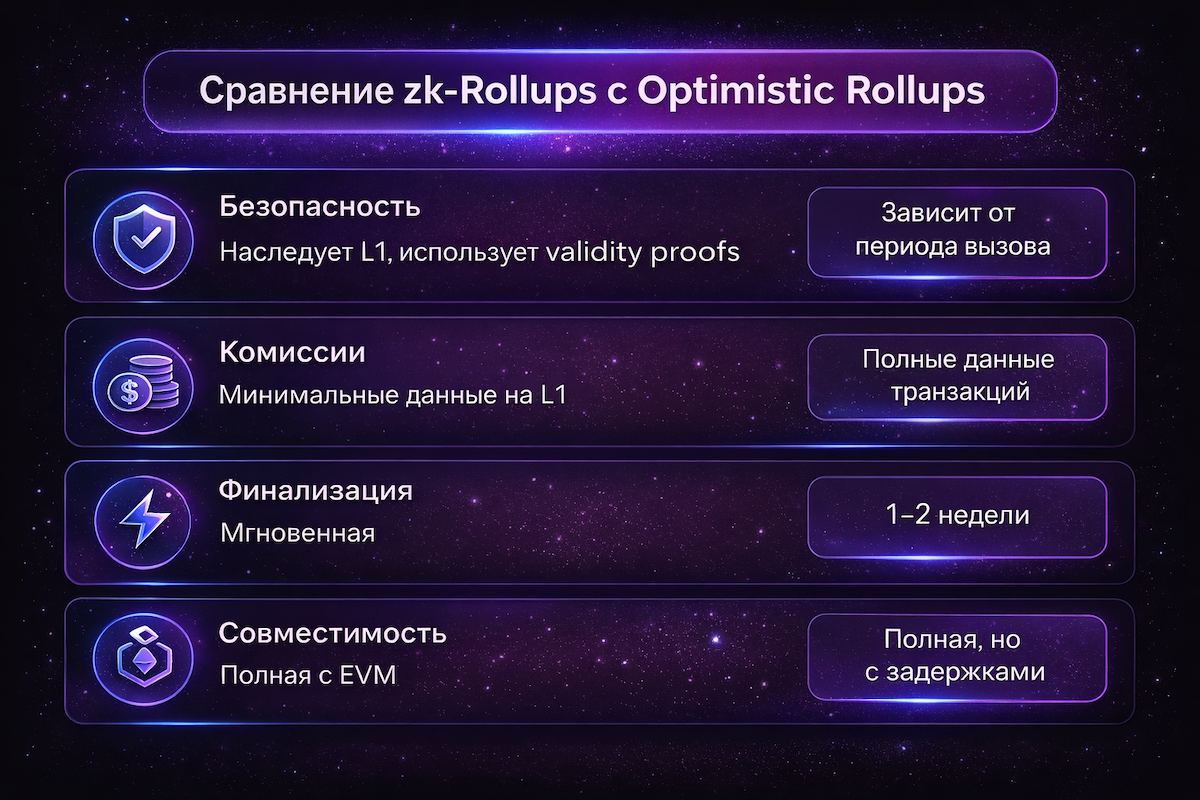 Сравнение zk-rollups и optimistic rollups