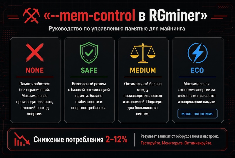 Какие опции в mem-control rgminer