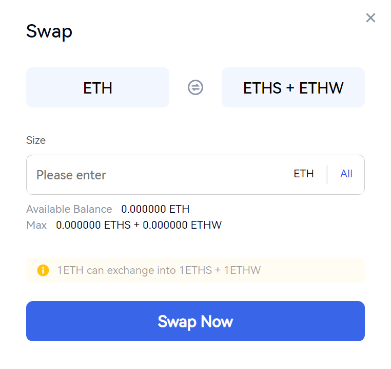 eth swap eths and ethw