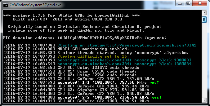 Доступен ccMiner 1.7.6-r10 форк c исправленной проблемой производительности Pascal GPU на алгоритме NeoScrypt
