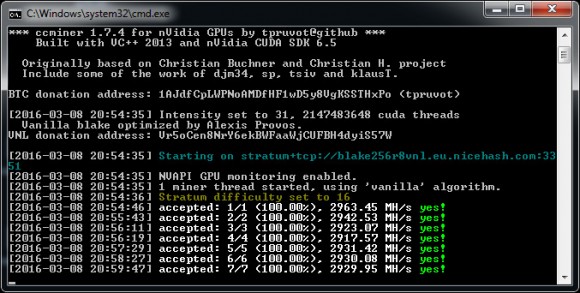 Новый ccMiner 1.7.4 tpruvot c улучшенной VanillaCoin производительностью