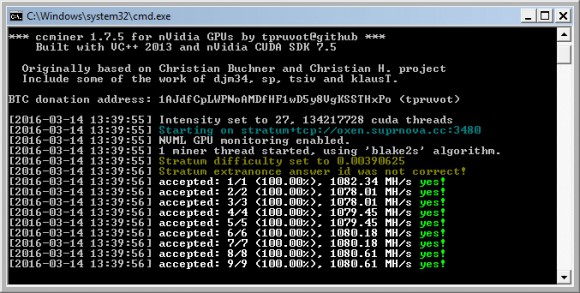Новый ccMiner 1.7.5-форк с поддержкой алгоритма майнинга Blake2s (NEVA, OXEN)