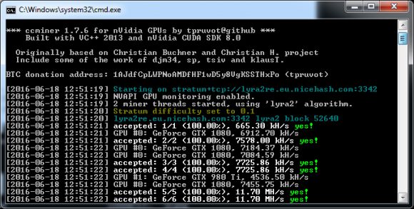 Windows бинарники новой версии форка ccMiner 1.7.6-r6 форка с оптимизированным Lyra2RE