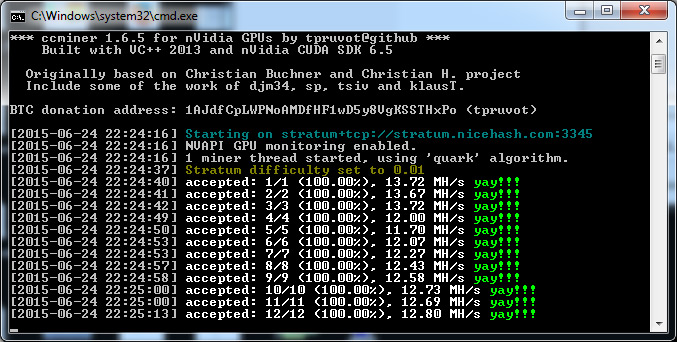 Обновленный ccMiner 1.6.5 форк от tpruvot c многочисленными улучшениями