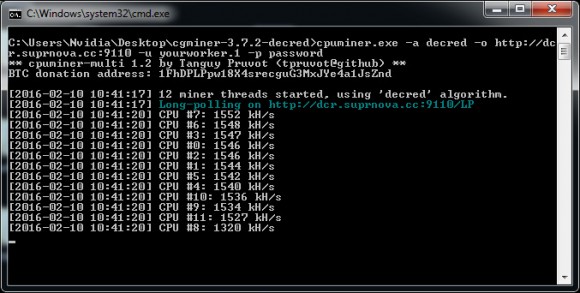 Новый cpuminer-multi 1.2-dev для Windows с поддержкой майнинга Decred