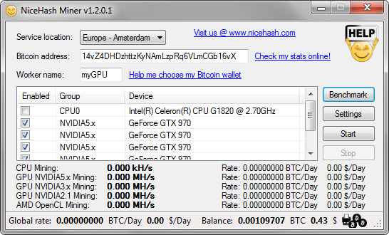 NiceHash Miner - майнер с графическим интерфейсом теперь поддерживает и видеокарты от AMD