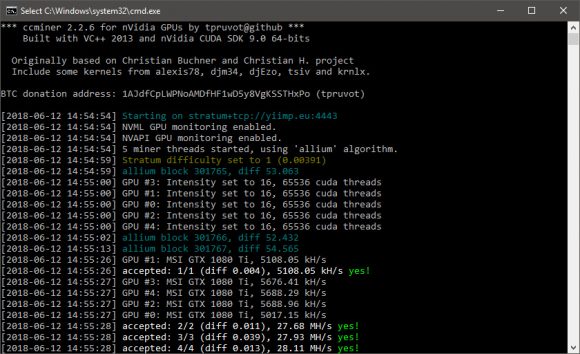 Новая версия ccMiner 2.2.6 Tpruvot форк с поддержкой алгоритмов PHI2 и Allium