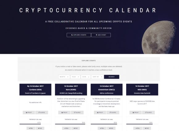 CoinMarketCal - календарь криптовалютных событий, управляемый сообществом