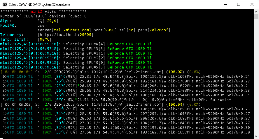 miniz 15s mining beamhash2 zelhash Zhash