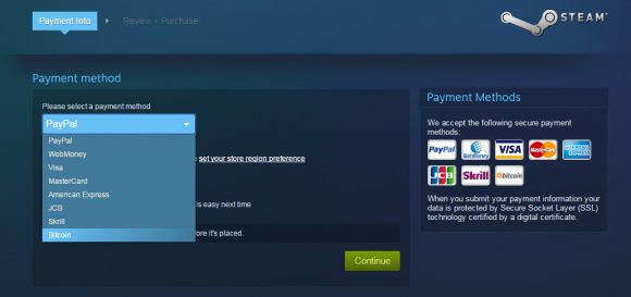 Теперь вы можете оплачивать покупки в Steam с помощью Bitcoin