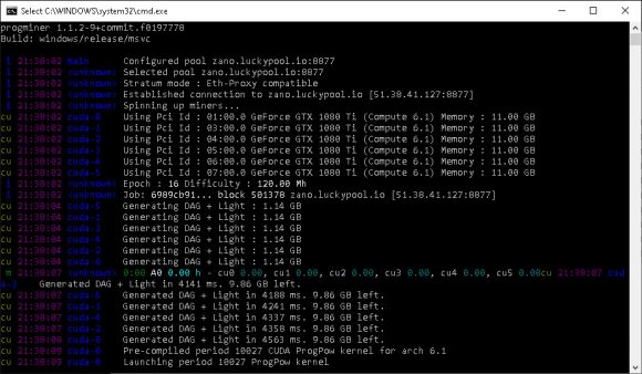 ZANO mining using the new ProgPoWZ algorithm